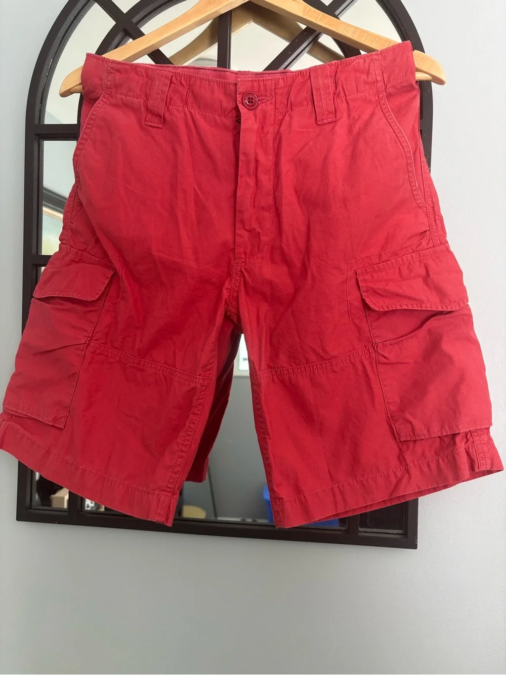 Y2K polo ralph Lauren Men's Red Cargo Shorts - Classic Utility Style